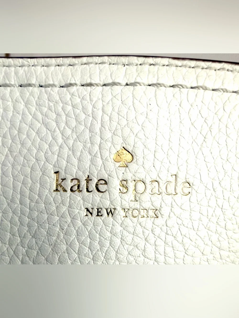 KATE SPADE New York White Pebbled Leather Tassel Tote Bag